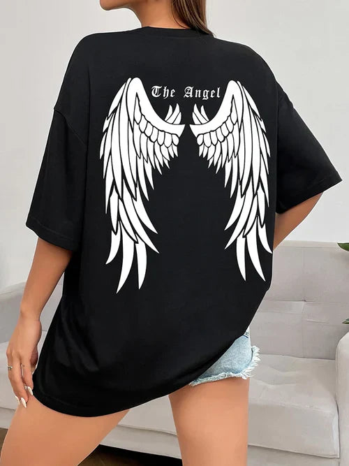 Dark Angel Wing Hot sale Graphic Printed T-Shirts For Women Loose