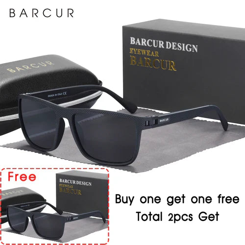 BARCUR Design TR90 Sunglasses Men Polarized Light Weight Sports Sun