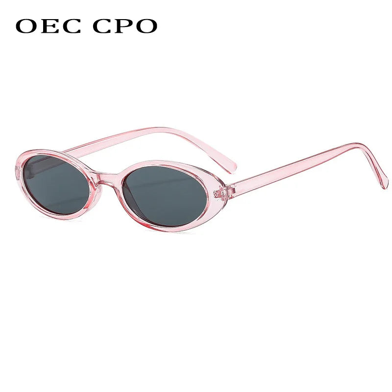 New Small Oval Sunglasses Women Men Trendy Vintage Hip Hop Cat Eye Sun