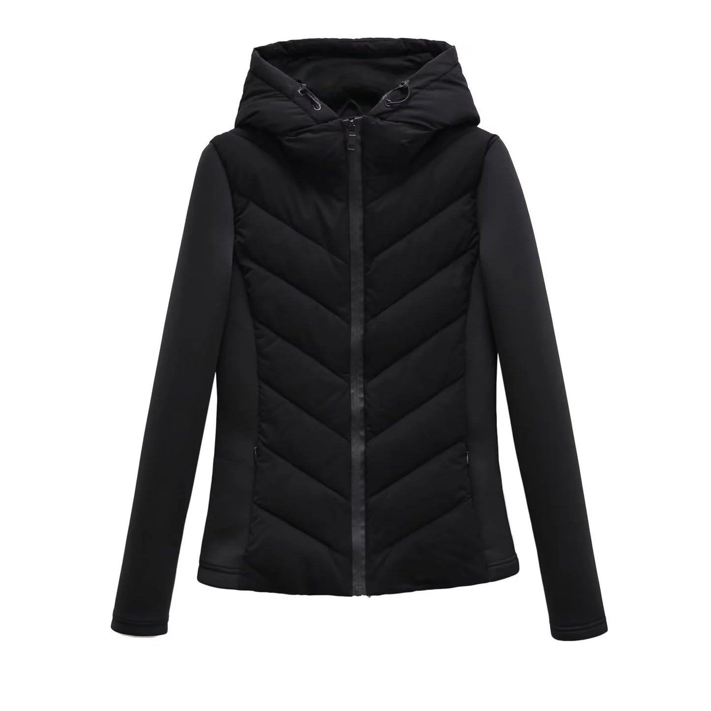 autumn and winter new women's hooded air cotton long-sleeved slim stitching light quilted down cotton jacket for women