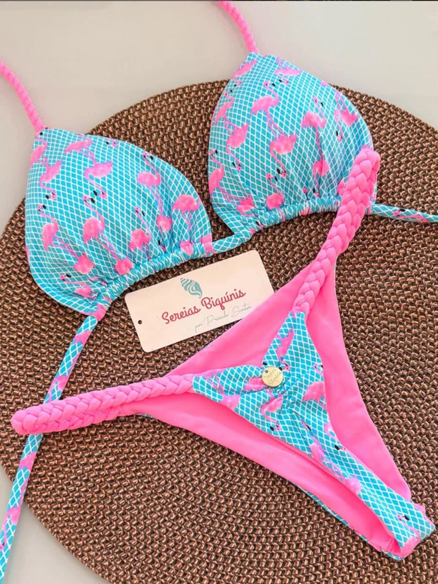 Micro Bikinis 2025 Women Swimsuit New Sexy Swimwear Halter Bikini Set Brazilian Biquini Female Thong Beachwear Party Wear