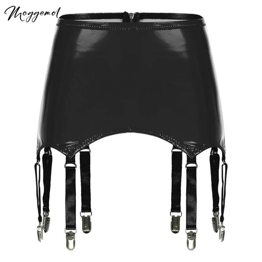 Womens Garters Suspender Belt Skirts Ladies Wet Look Mini Skirts