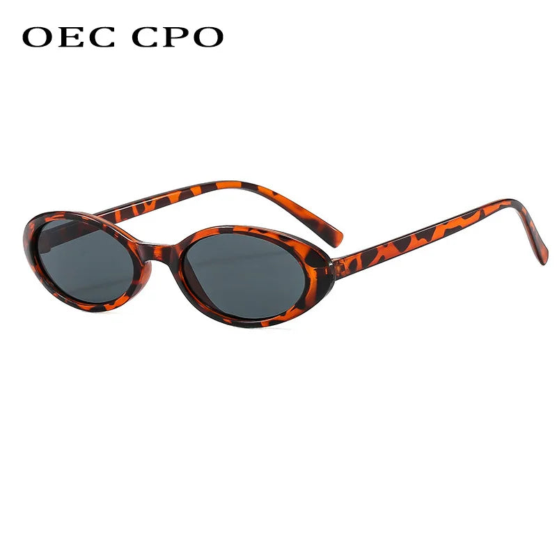New Small Oval Sunglasses Women Men Trendy Vintage Hip Hop Cat Eye Sun