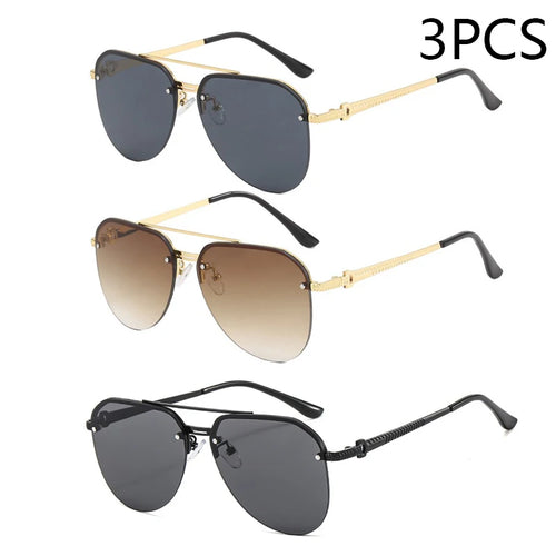 New Fashion Metal Half Frame Women's Outdoor Sunglasses Classic Double