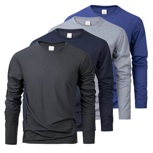 Spring Autumn Men‘s T-shirts Long Sleeve Casual Tops Solid Color High