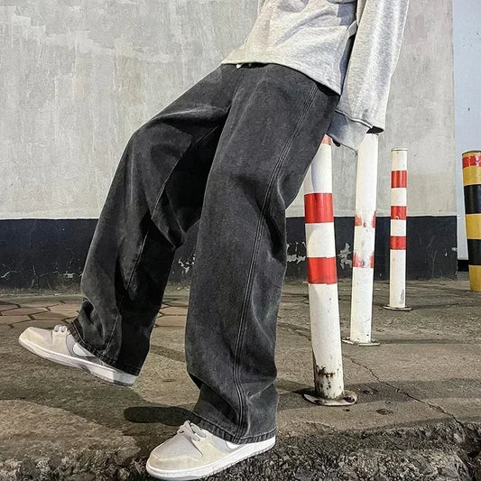 2024 New Streetwear Loose Jeans Men Korean Style Fashion Loose
