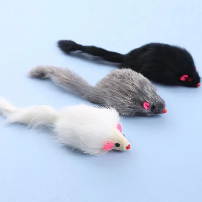 Cat Mice Toys False Mouse Cat Toy Long Tail Mice Soft Real Rabbit Fur Toy For Cats Plush Rat Playing Chew Toy Pet Supplies