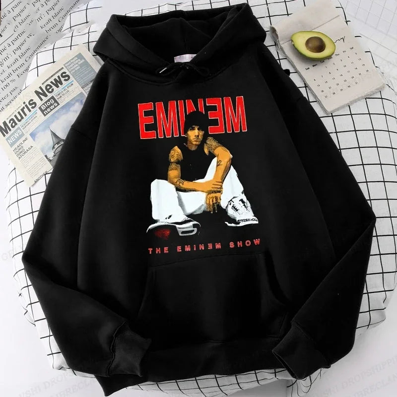 Eminem Print Hoodie Men Women Fashion Hip Hop Hoodies Women Sweats Rapper Sweats Clothing Rock Fashion Harajuku Sweatshirts