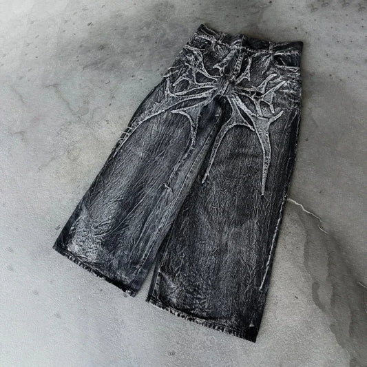 Y2K Baggy Jeans vintage Splicing embroidery Pattern high quality jeans