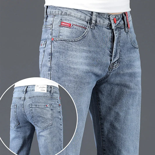 2024 New Men's Cotton Business Casual Skinny Jeans Trendy Fashionable