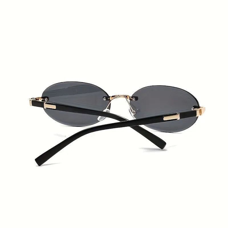 Oval Frameless Women'S Fashion Glasses Metal Frame Hip-Hop Trendy