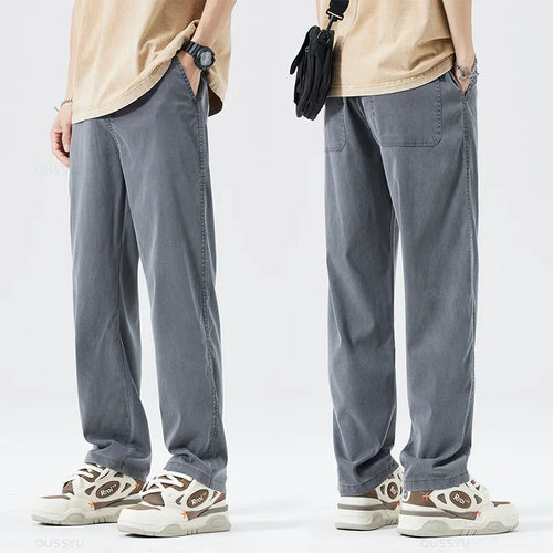 Summer Thin Soft Lyocell Fabric Jeans Men Loose Straight Wide Leg