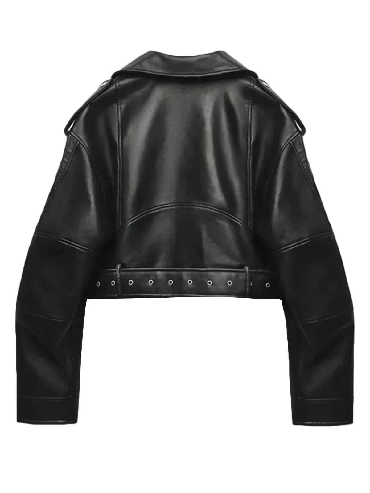 Fitaylor Women Faux PU Leather Jacket Casual Lady Lapel Zipper Short