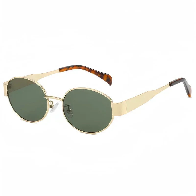New Oval Frame Sun Protection Sunglasses Retro Travel Wear Simple UV