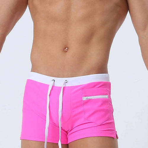M-5XL Zipper Pocket Swimwear Men Swimming Trunks 2024 Swimsuits Man