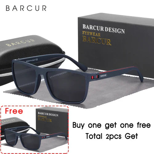 BARCUR Design TR90 Sunglasses Men Polarized Light Weight Sports Sun