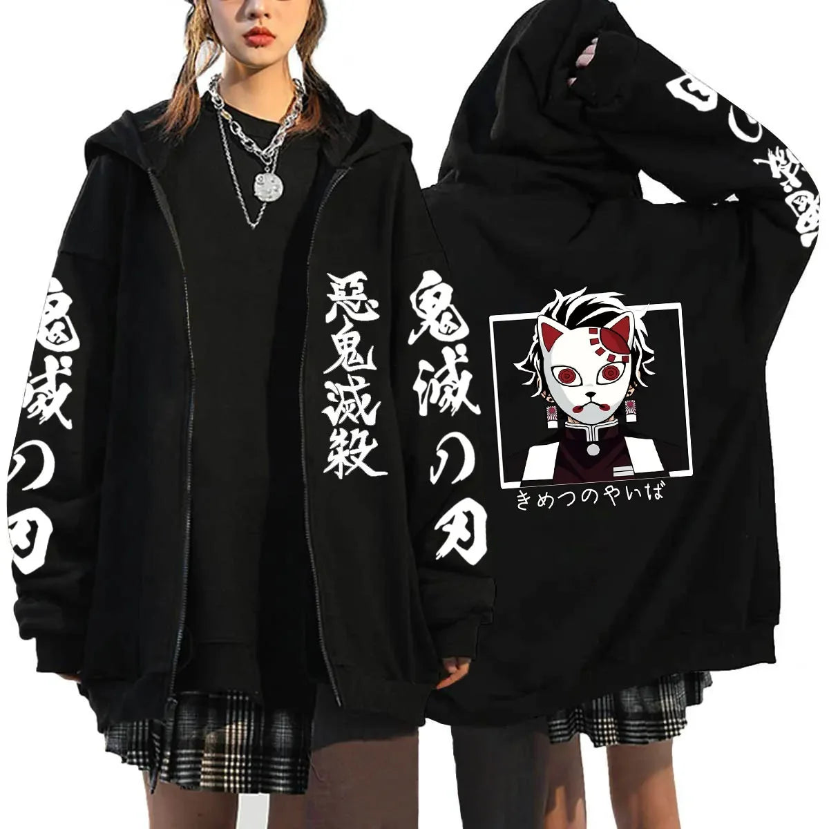 Demon Slayer Zipper Hoodie Roupas Masculinas Women Men Anime Oversized Hoodies Coat Top Femme Full Zip Sweatshirts Jackets