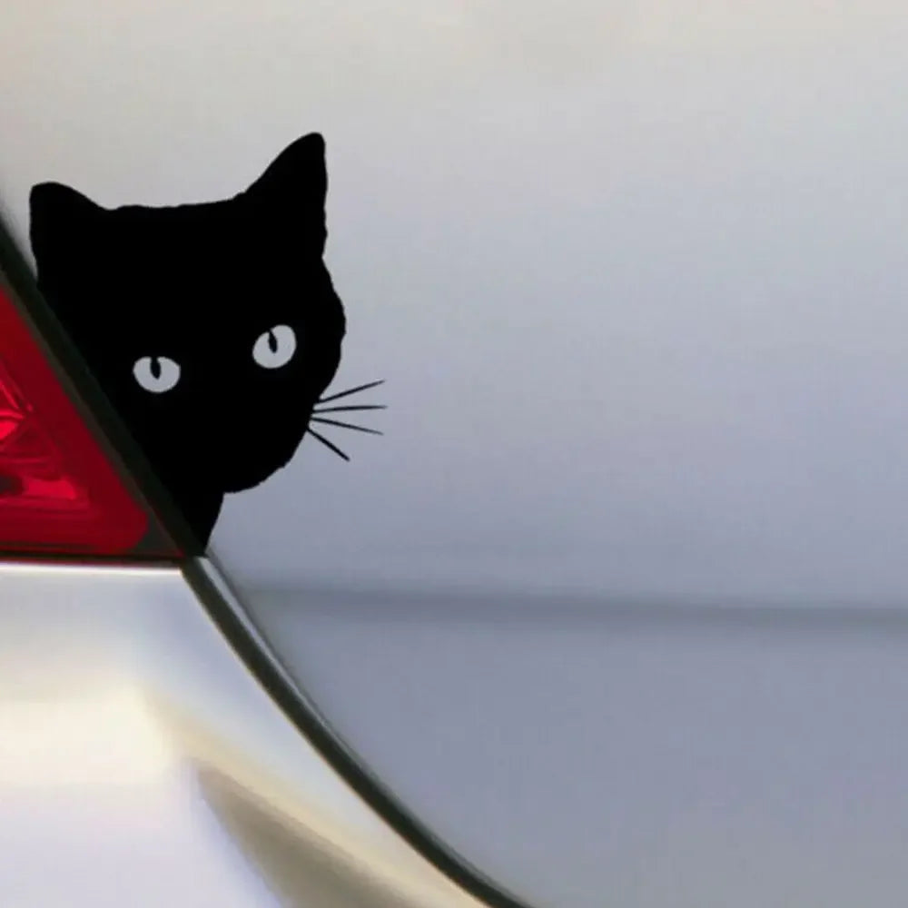 Creative Black Cat Face Peeking Car Stickers Automotive Decal Window