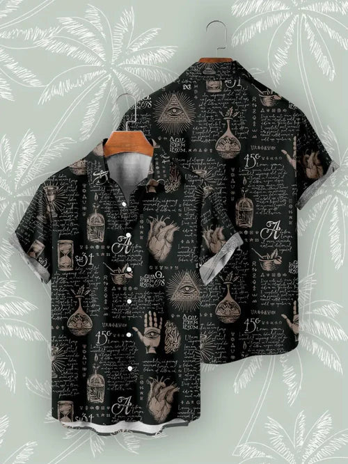 New Hawaiian Shirts For Men's Skull Summer Casual Short Sleeve Y2k