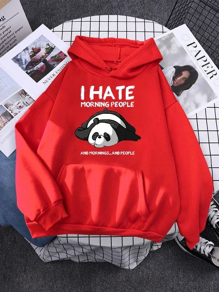 Pullover For Woman Fashion Korean Round Neck Hoodie Female Panda Sleeps Print New  Women'S Sweatshirt Warm