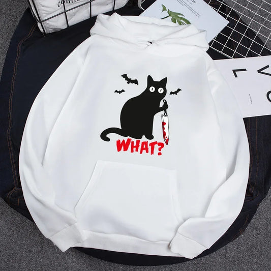 Female Autumn Winter Plus Size weatshirt Cartoon Cat Hoodies Woman Fleece Funny Pullover goth