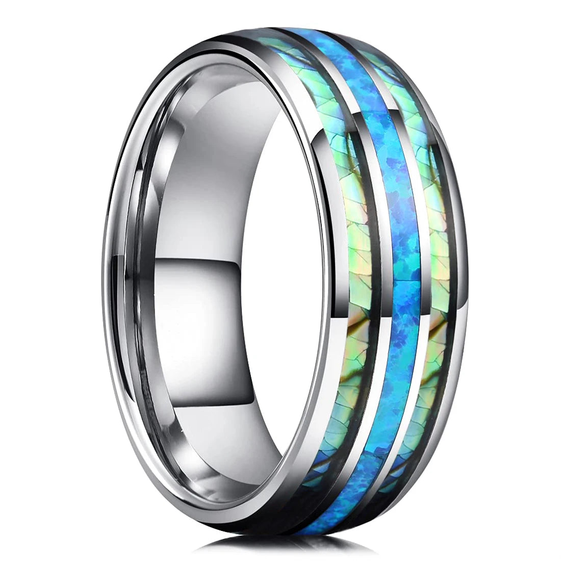 Fashion 8mm Black Stainless Steel Guitar String Rings for Men Whiskey Barrel Wood Inlay Guitarist Ring Men Wedding Band Jewelry