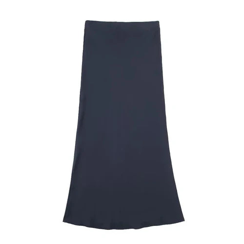 TRAFZA 2024 Y2K Casual Women Long Skirt Spring Elastic High Waisted