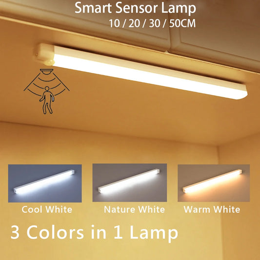 Motion Sensor Wireless LED Night Light USB Rechargeable Long Strip Bar