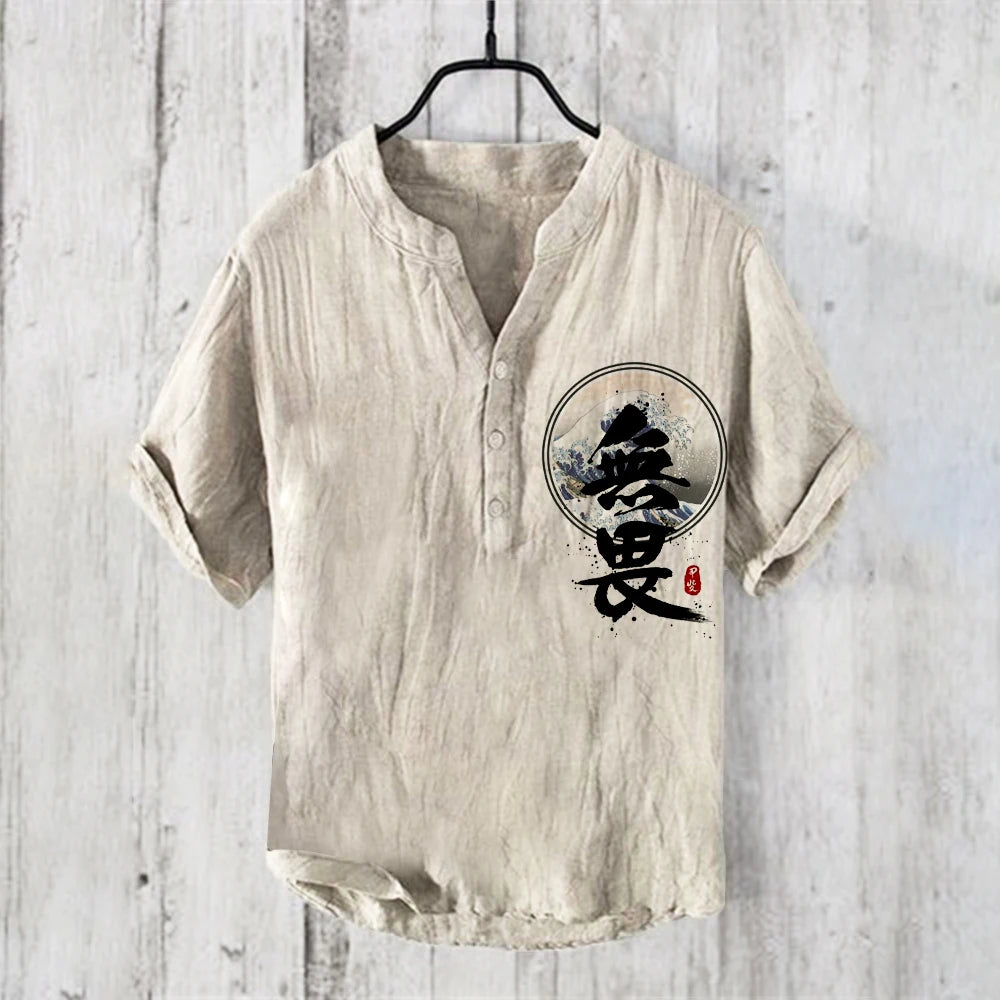Henry Shirt-2024 men's new short sleeved casual T-shirt, printed in