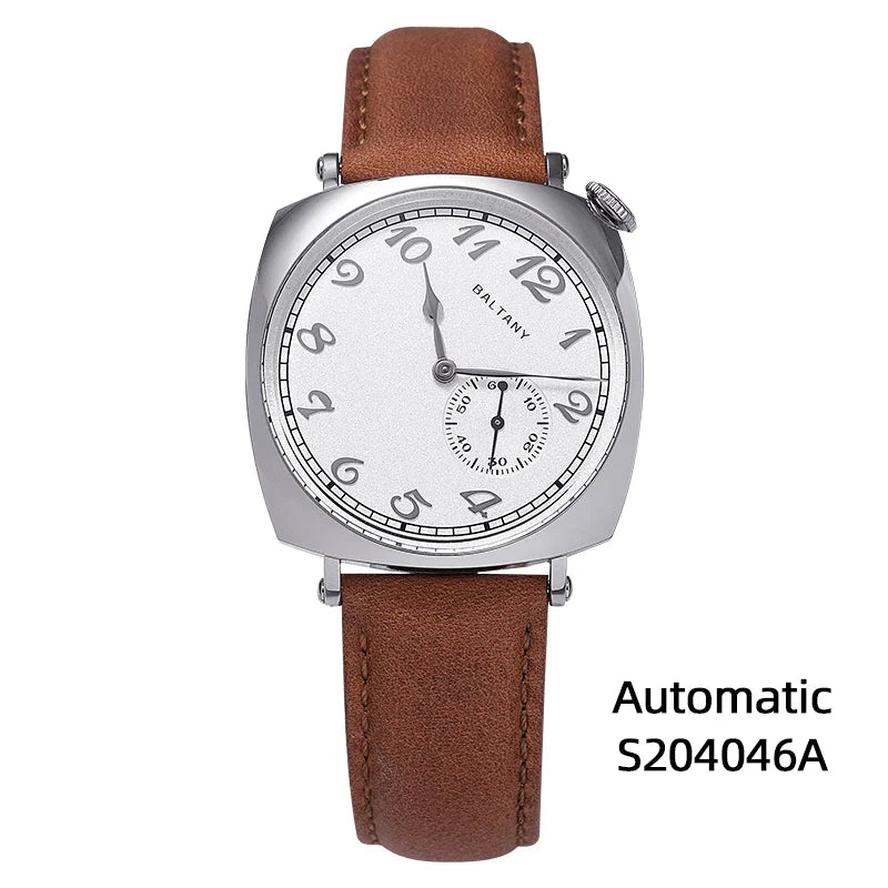 Baltany Luxury 1921 Watch Homage Men S4046 Classic Salmon Dial Sapphire Square Case Vintage Automatic Mechanical Wristwatch