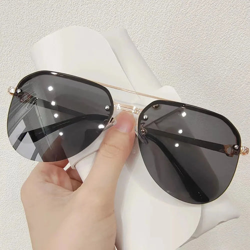 New Fashion Metal Half Frame Women's Outdoor Sunglasses Classic Double