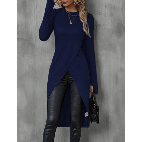 Mia Muse Women's T-Shirts Autumn French Decent Plain Long Sleeve Crew