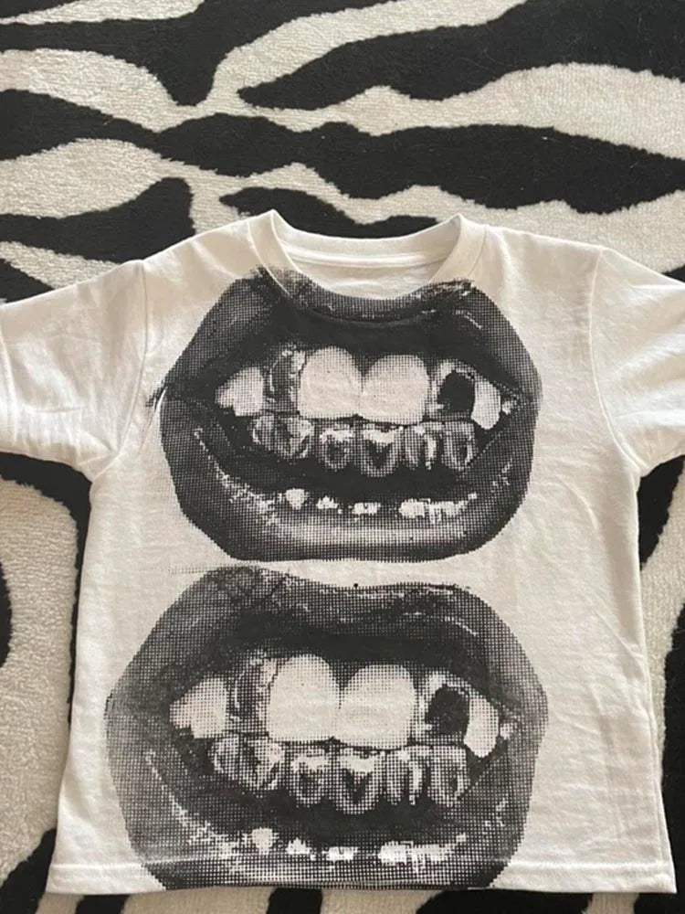 Punk Y2K Baby Short Sleeve Top Gothic Street T-shirt Women's Leisure