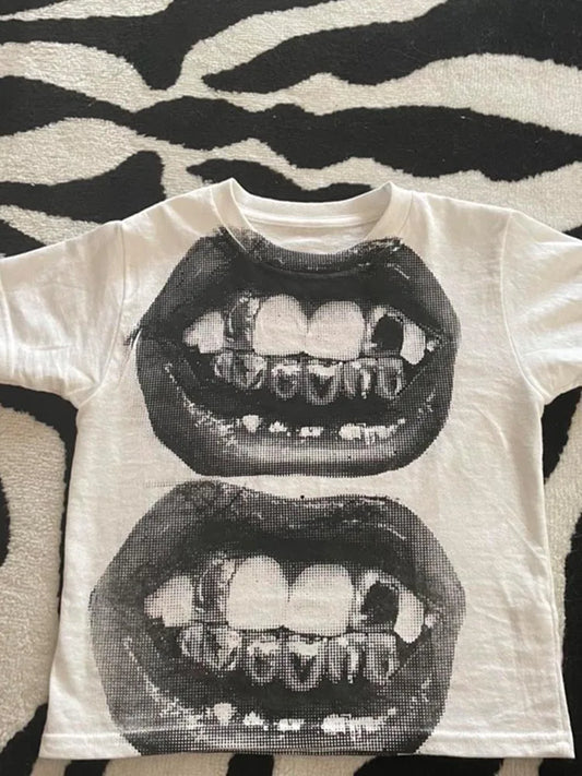 Punk Y2K Baby Short Sleeve Top Gothic Street T-shirt Women's Leisure