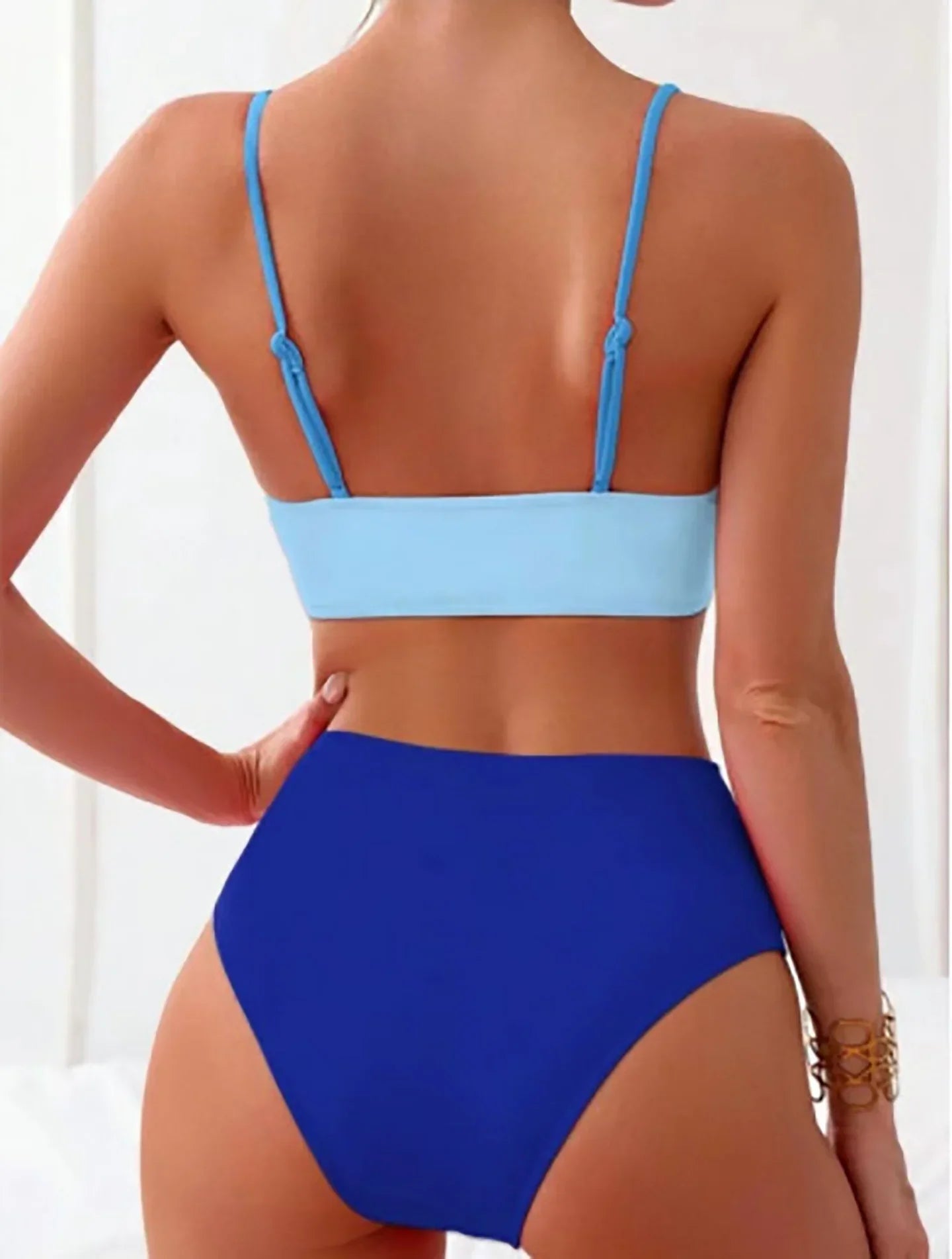 New Patchwork Two-Piece bikini Swimsuit 2025 Sexy Women Tight Hollow Swimsuit Backless Swimwear Cross Push Up Beach Bathing Suit