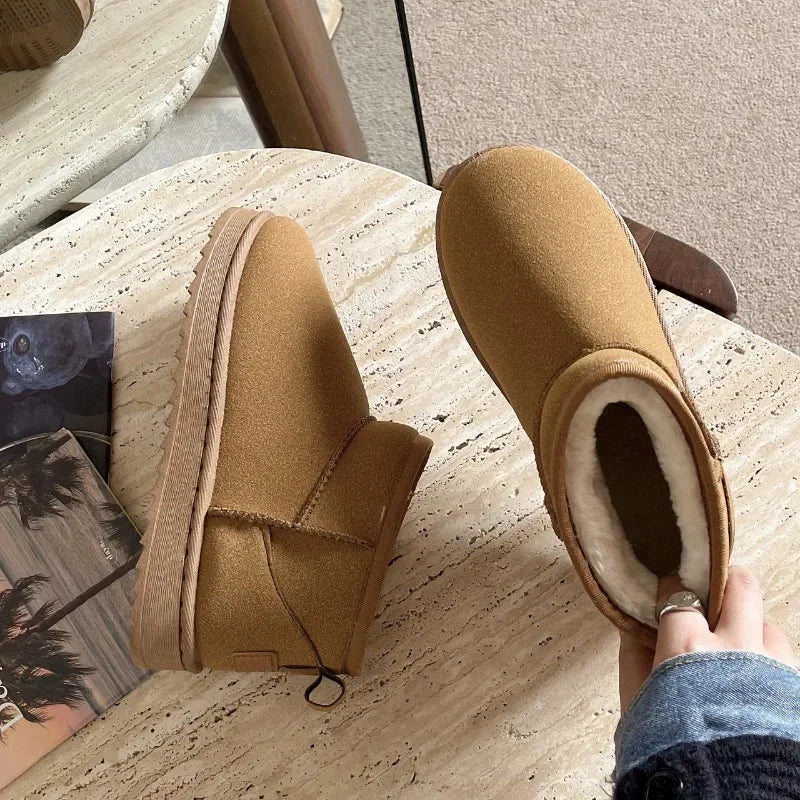 New Women Winter Ultra Mini Boots Designer Australian Platform Leather Warm Ankle Fur Booties Luxury Snow Boots