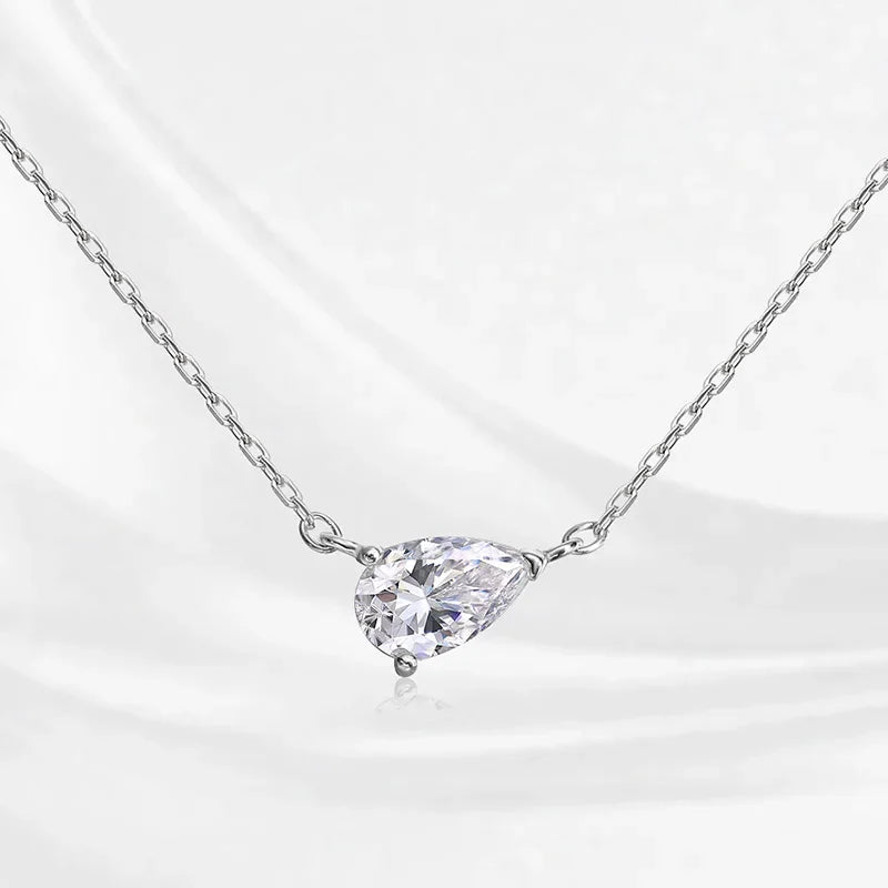 Smyoue 1-4CT Pear Cut Moissanite Pendant Necklace for Women Girls 3 Designs Lab Diamond Wedding Silver 925 Chains Fine Jewelry