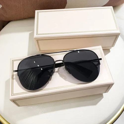 New Large Frame Half Frame Sunglasses for Men, Cool and Handsome Toad