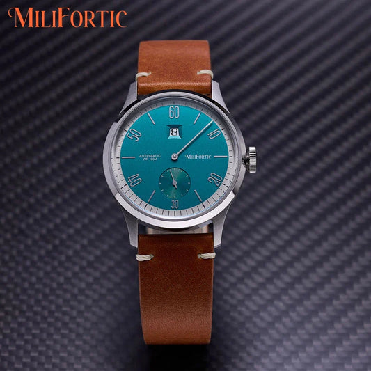 Milifortic 38MM Minimalist Jumping Hour Auto Watch Man R088 Sapphire Crystal 10ATM Vintage Stainless Steel Mechanical Watches