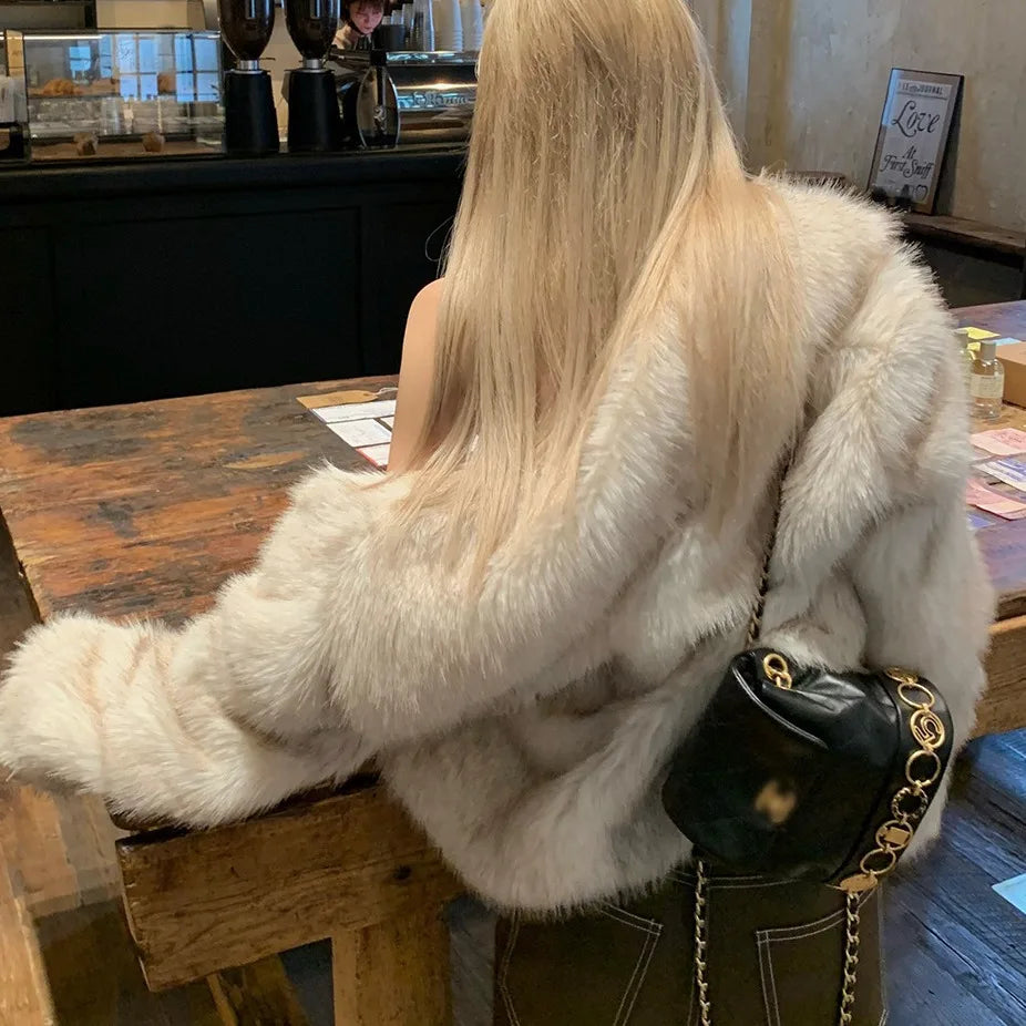 2024 Luxury Brand Autumn Winter Fur Coat Women Short Lazy Wind Fox Fur