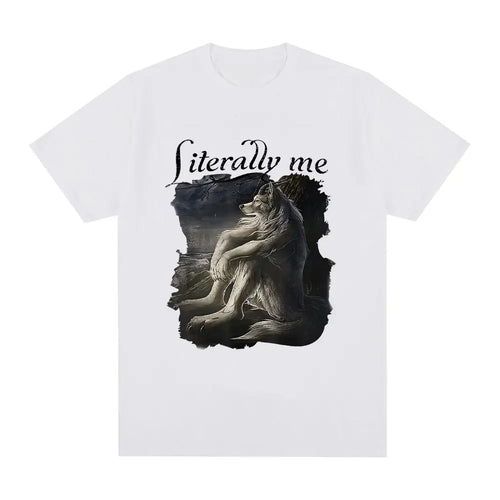 Sitting Wolf Literally Me Funny Meme T-shirt Women's casual short