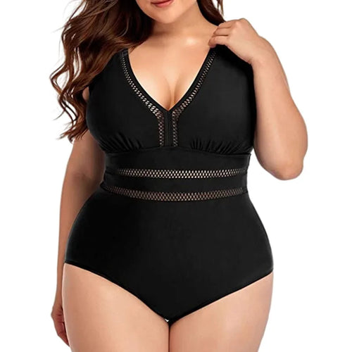 2024 Women One-piece Swimsuit Padded Plus Size Female V Neck Floral