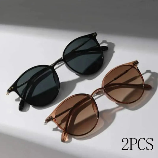 2 Pairs Per Set Small Round Sunglasses Women Cute Skinny Cat Eye