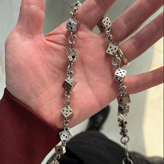 Vintage Punk Dice Pants Waist Chain Men Cool Jeans Chain Keychain