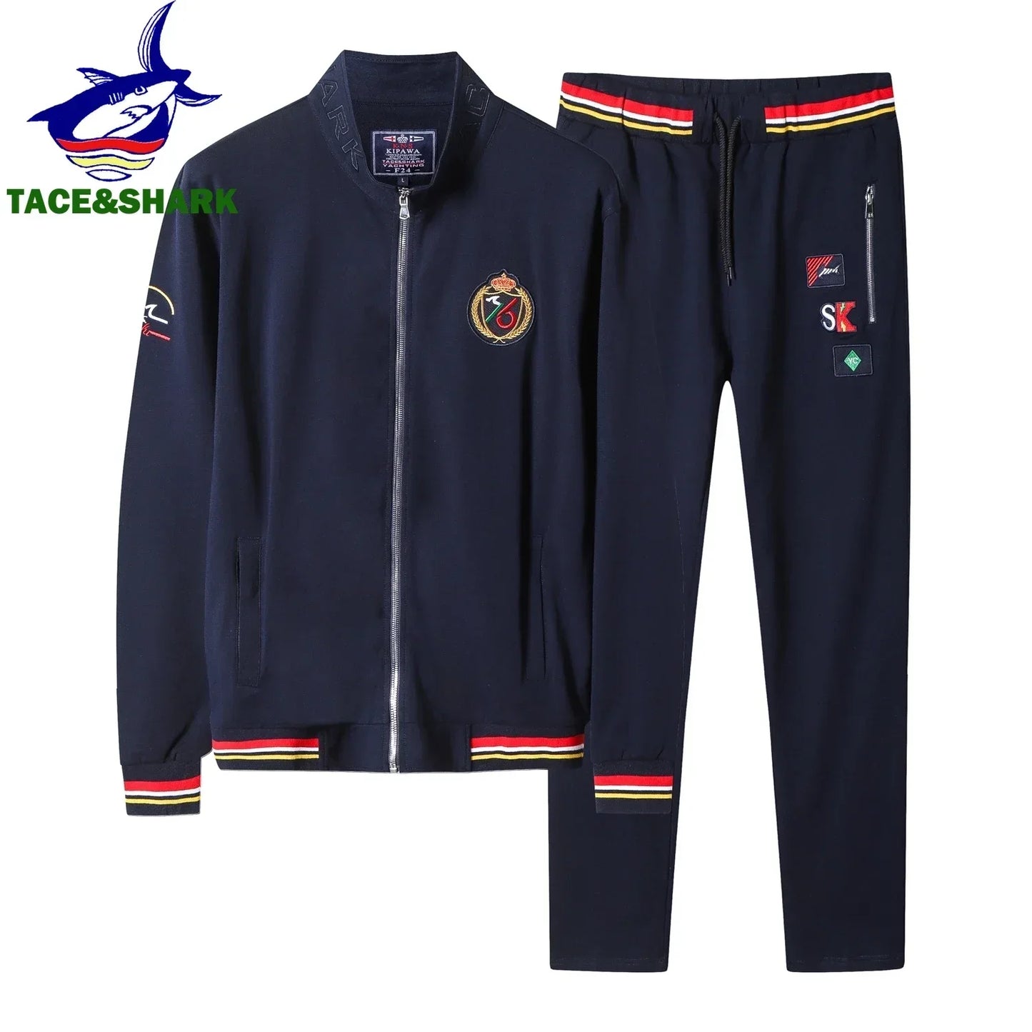 High Quality Embroidery Fashion Tracksuit Autumn Men's Sportswear Two