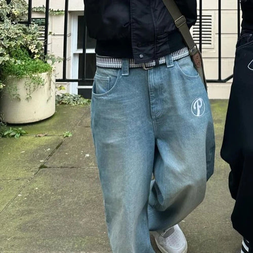 Y2k Men Retro Harajuku Clothing 2023 New Baggy Casual Wide Leg Jeans