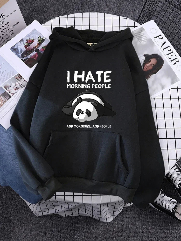 Pullover For Woman Fashion Korean Round Neck Hoodie Female Panda Sleeps Print New  Women'S Sweatshirt Warm