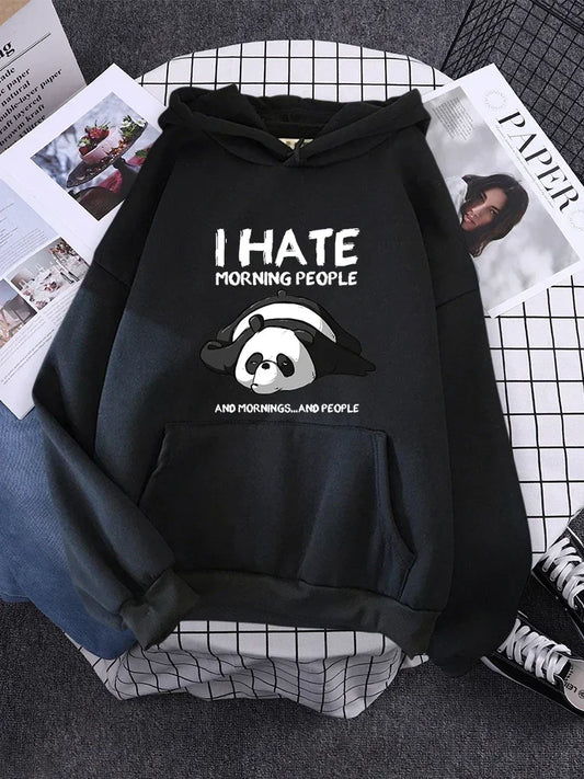 Pullover For Woman Fashion Korean Round Neck Hoodie Female Panda Sleeps Print New  Women'S Sweatshirt Warm