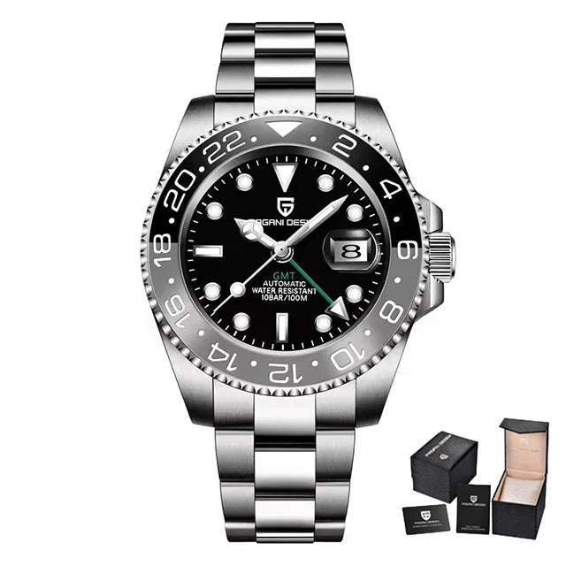 New PAGANI DESIGN Top Brand GMT Mens Wristwatch Sapphire Glass Automatic Men's Watch 100M Waterproof 40mm Men Mechanical Watches