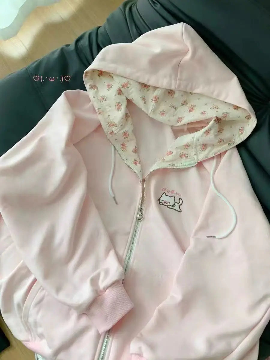 American Vintage Japanese Jacket Hooded Women 2025 Autumn Cotton Coats Outwear Design Subculture Gothic Sweatshirts Harajuku